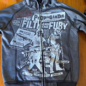Obey Gray Zip Up Hoodie Sweatshirt